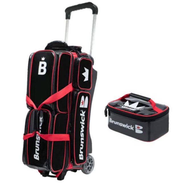 Enamel 3 Bowling Ball Roller Bag Branswick Black/Red Color