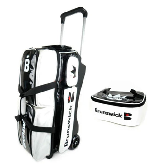 Enamel 3 Bowling Ball Roller Bag Branswick White/Black Color Authentic