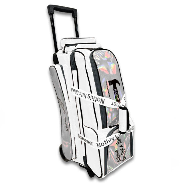 Hammer Rainbow Hologram 3 Bowling Ball Roller Bag - White