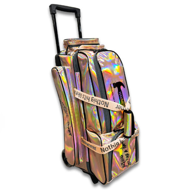 Hammer Rainbow Hologram 3 Bowling Ball Roller Bag - Pink Gold