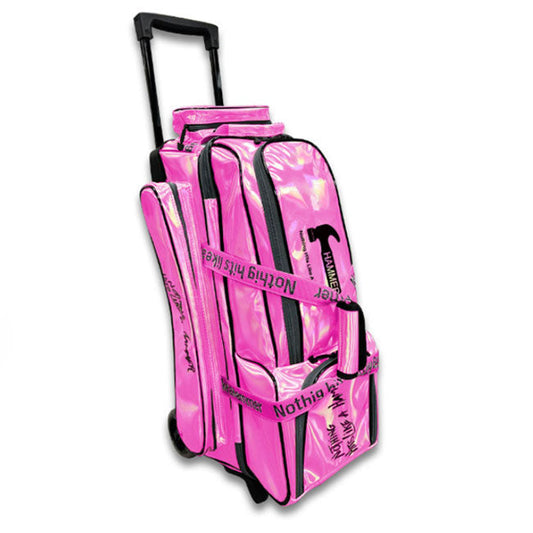 Hammer Rainbow Hologram 3 Bowling Ball Roller Bag - Pink