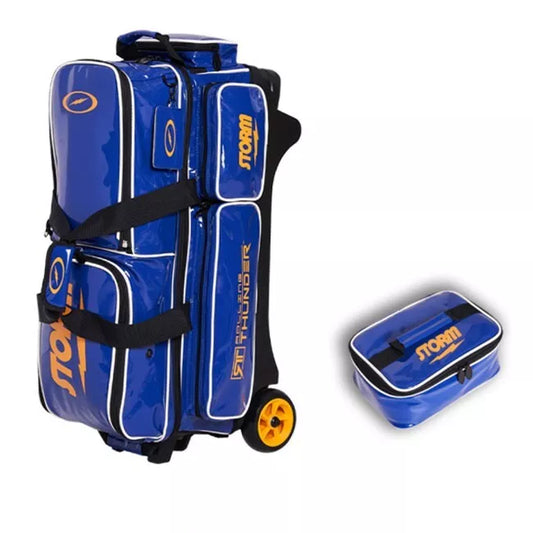 Storm 3 Bowling Ball Roller Bag Rolling Thunder Plus +Accessory Bag- BLUE YELLOW