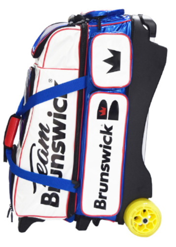Enamel 4 Bowling Ball Roller Bag Brunswick White/Blue Color Authentic 3