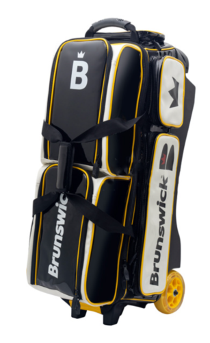 Enamel 3 Bowling Ball Roller Bag Branswick Black/Yellow Color Authentic 2